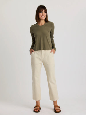 Free Fly Women's Ribbed Bamboo Long Sleeve | Smokey Olive