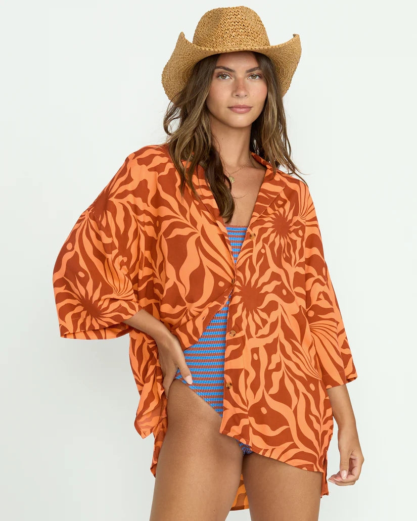 Billabong Beach Side Printed Short Sleeve Shirt | Orange Squeeze