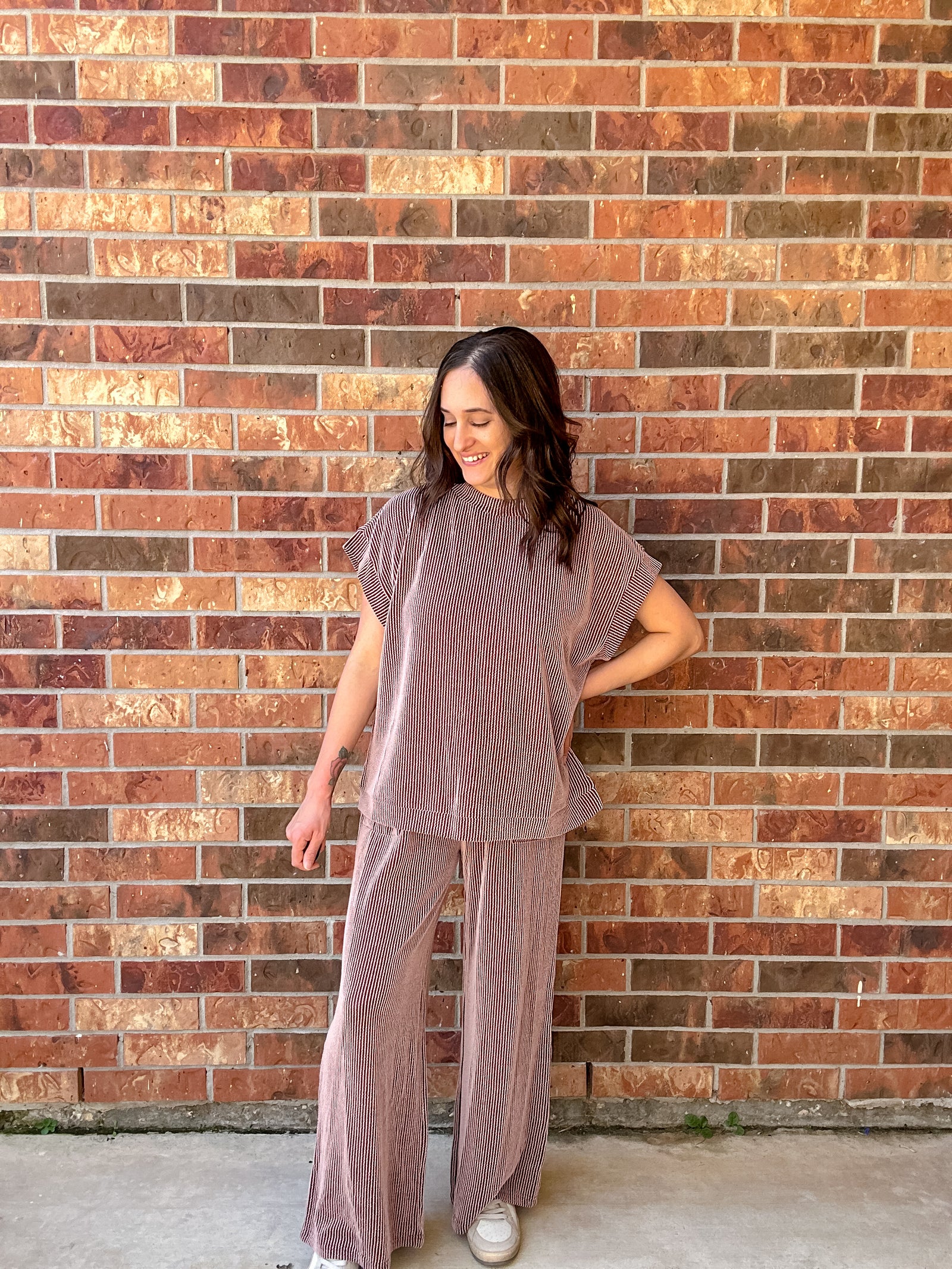 Marg Ribbed Set | Brown