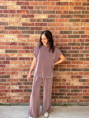 Marg Ribbed Set | Brown