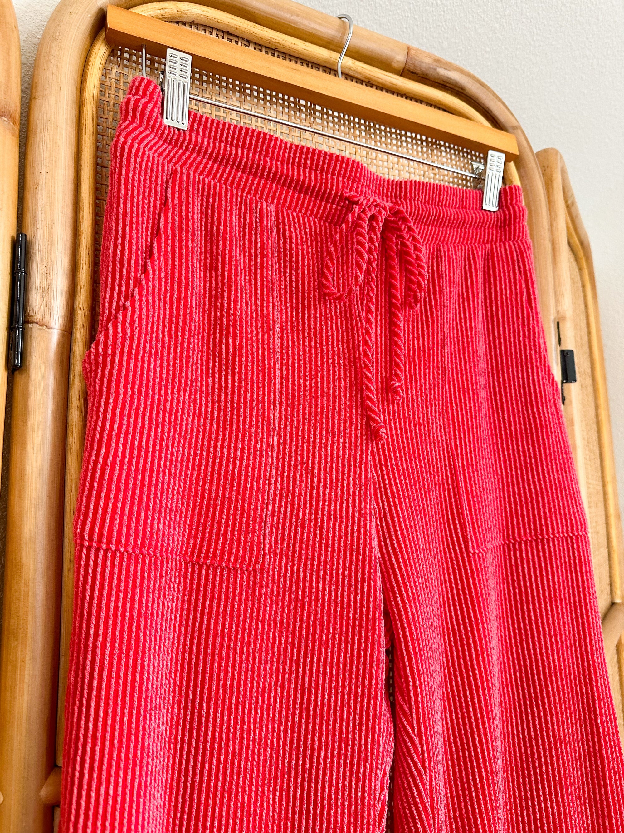 Red Ribbed Pants