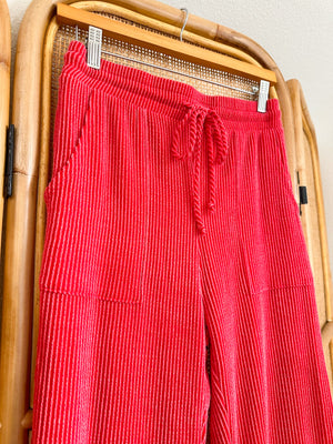 Red Ribbed Pants