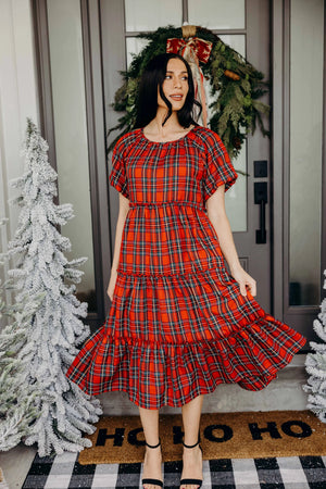 MikaRose Serena Dress | Cranberry Plaid