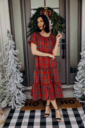 MikaRose Serena Dress | Cranberry Plaid