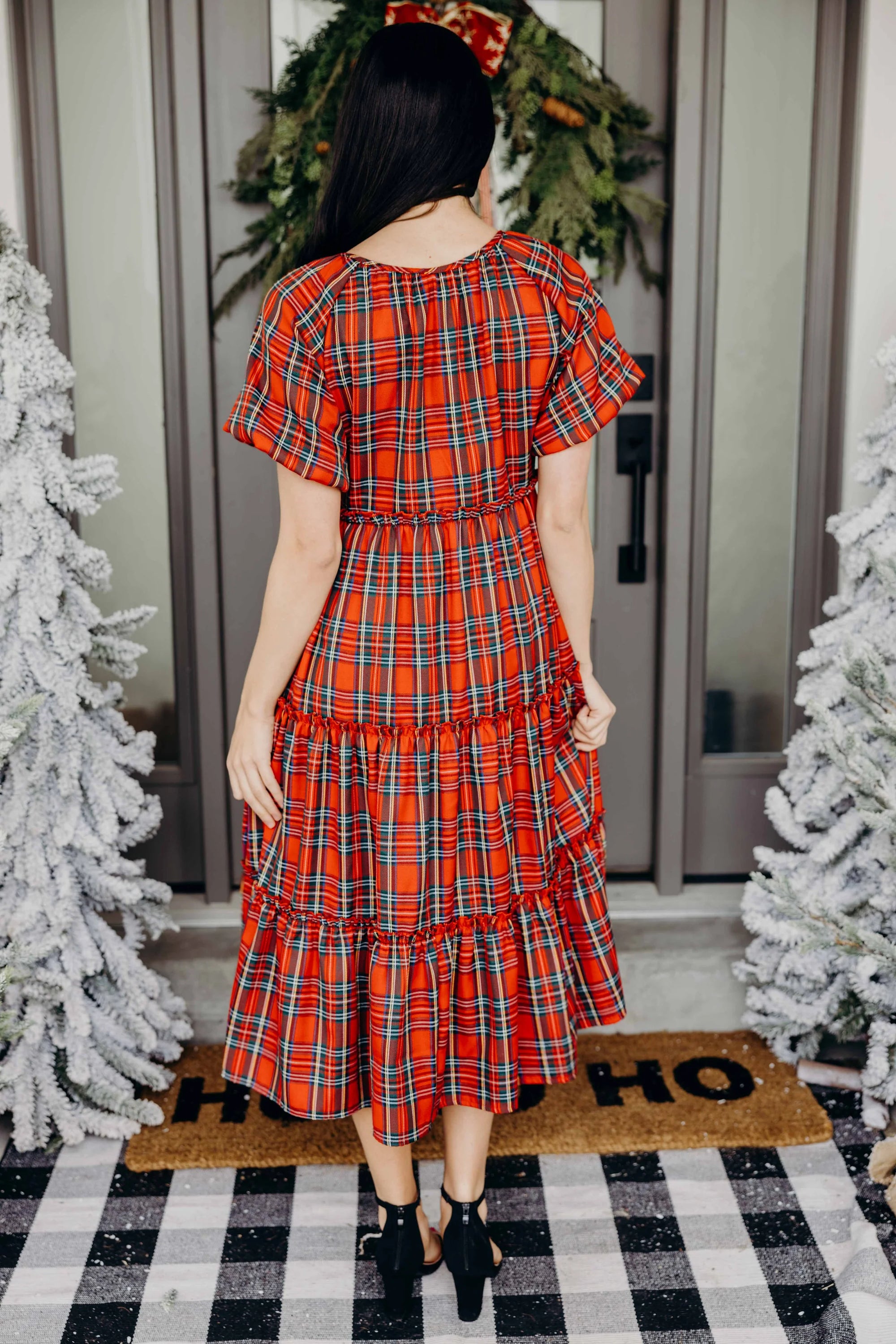 MikaRose Serena Dress | Cranberry Plaid