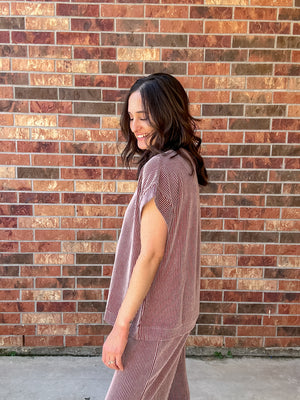 Marg Ribbed Set | Brown