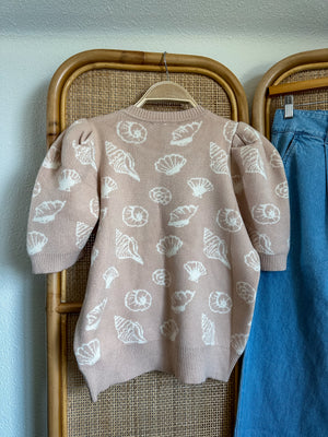 Shell Puff Sweater Top | Taupe