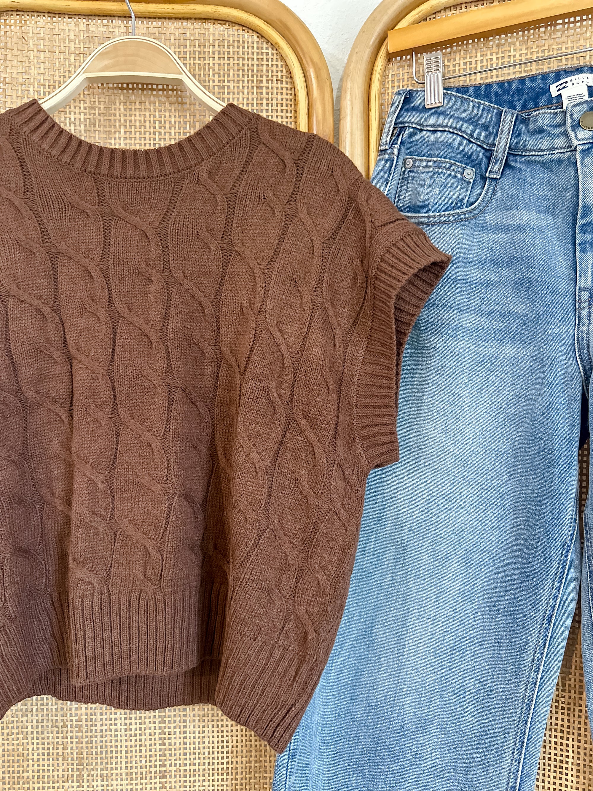 Marisa Short Sleeve Basic Sweater | Chestnut