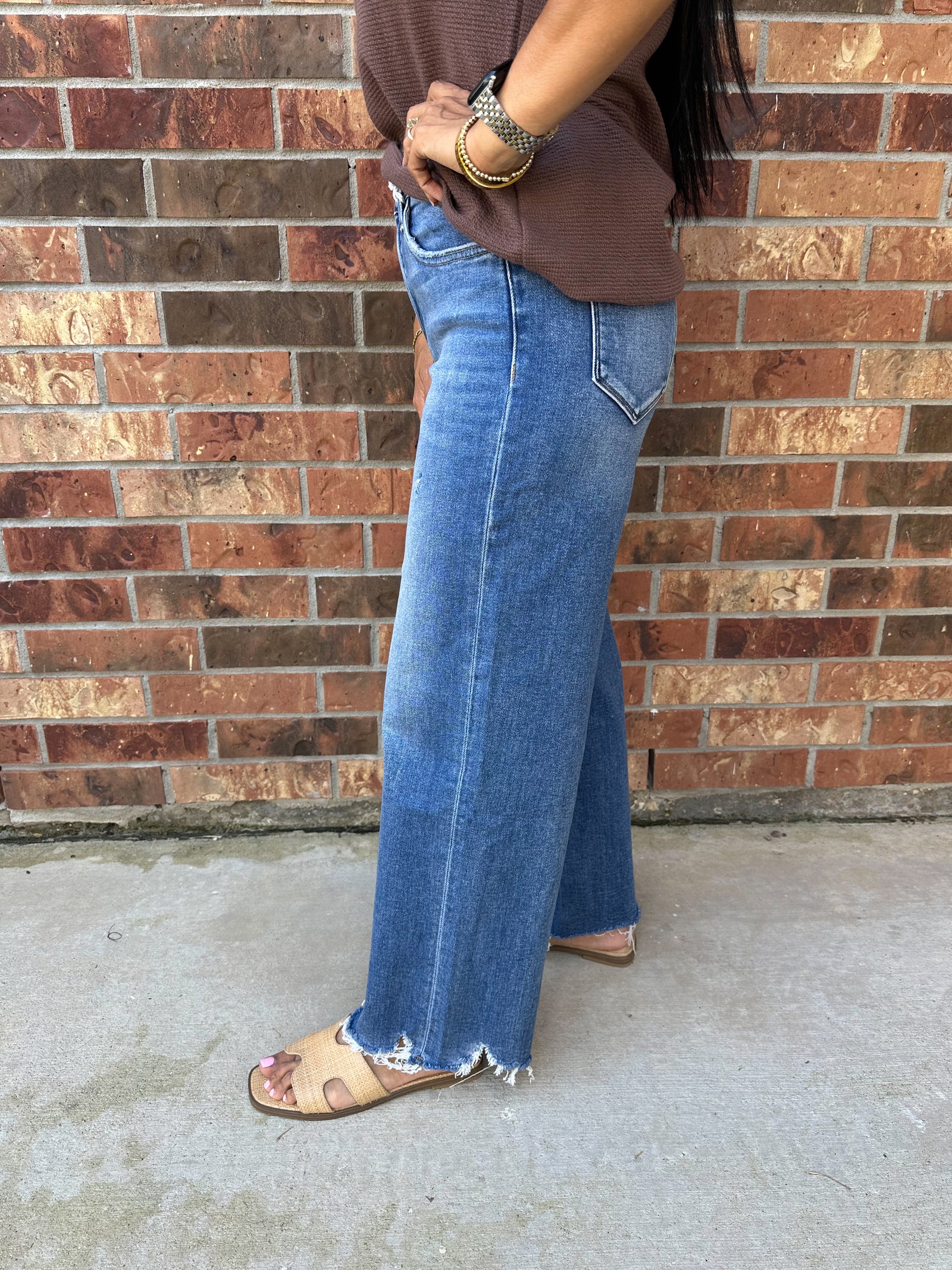 Flying Monkey Jen High Rise Cropped Wide Leg Jeans