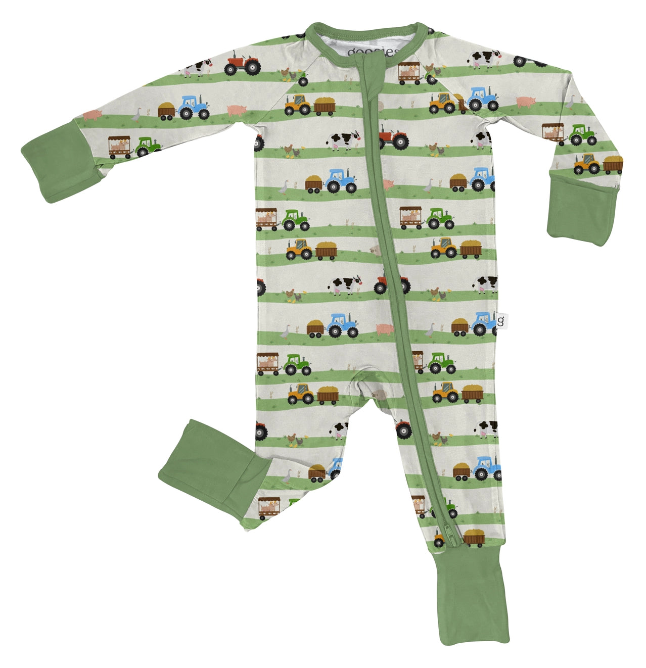 Goosies Zip Pajamas - Farm Stripe