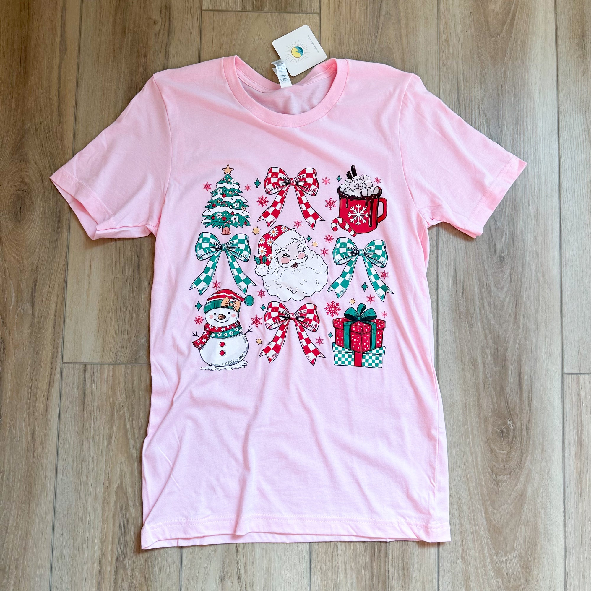 Santa Checkered Bow Tee