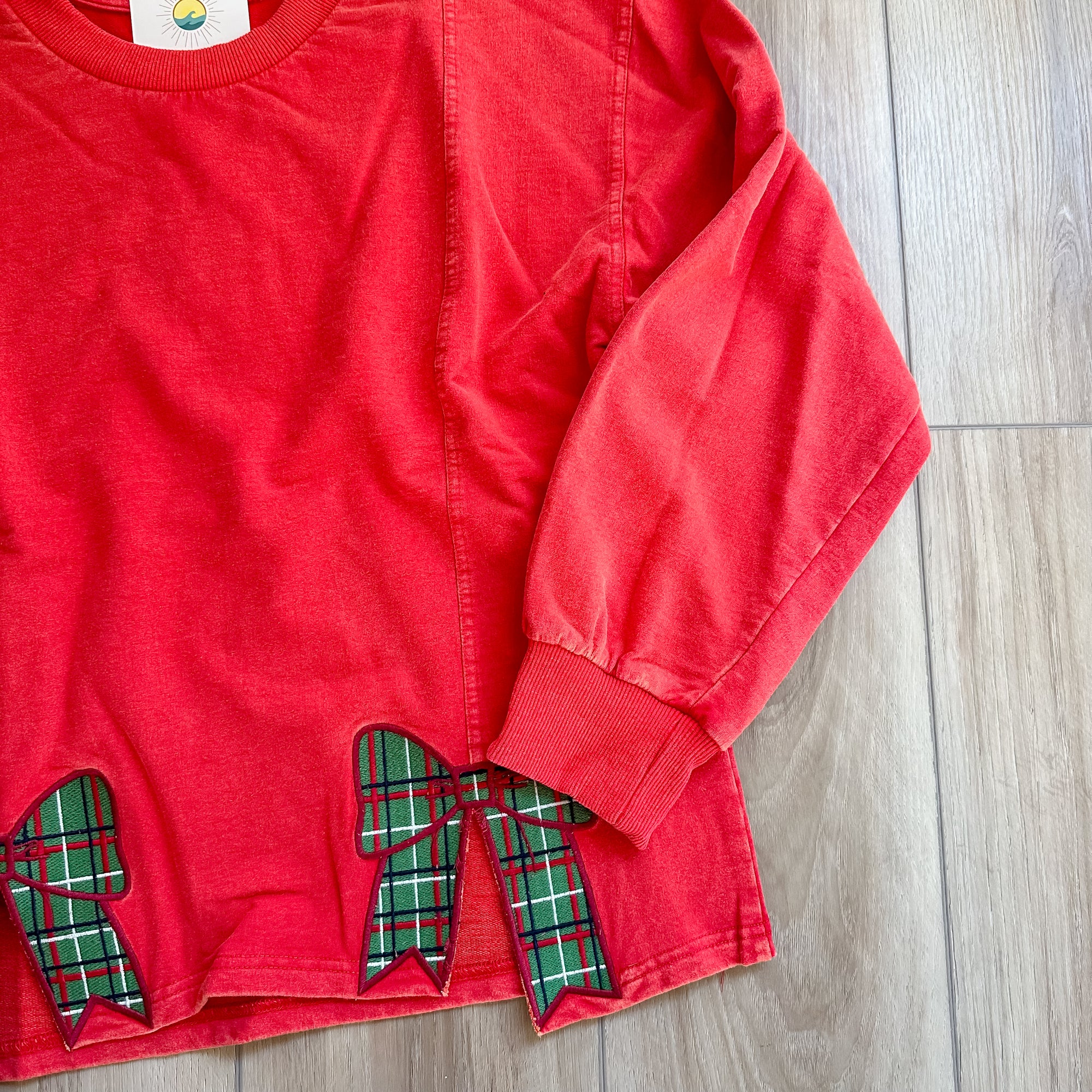 Red Plaid Bow Sweatshirt