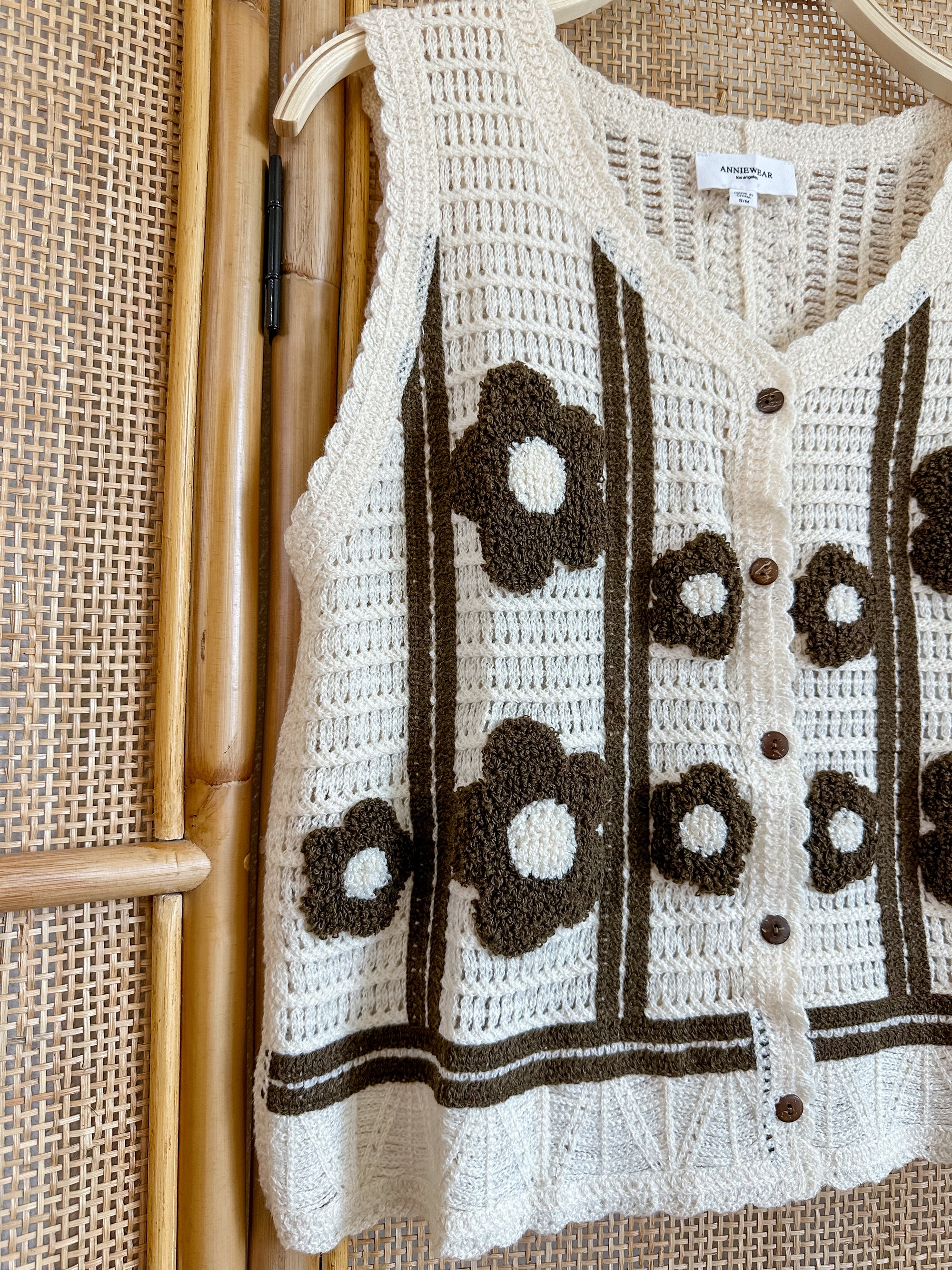 Floral Crochet Sweater Vest