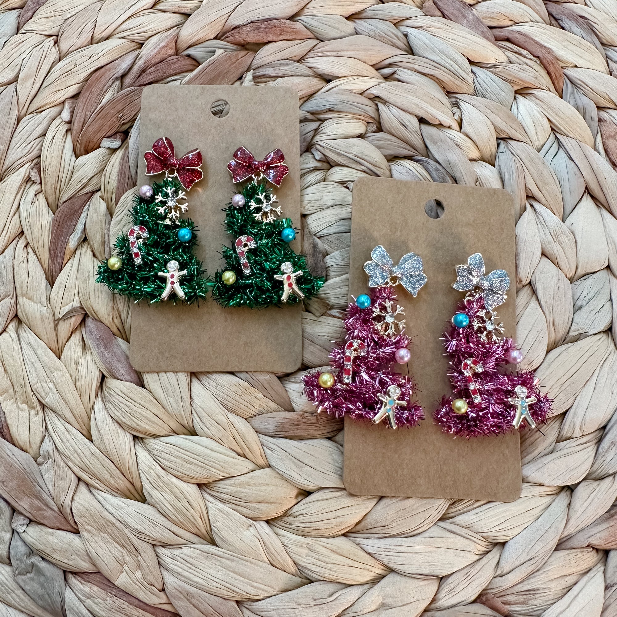Retro Christmas Tree Earrings
