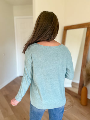 Emily Lightweight Sweater Top | Mint Blue