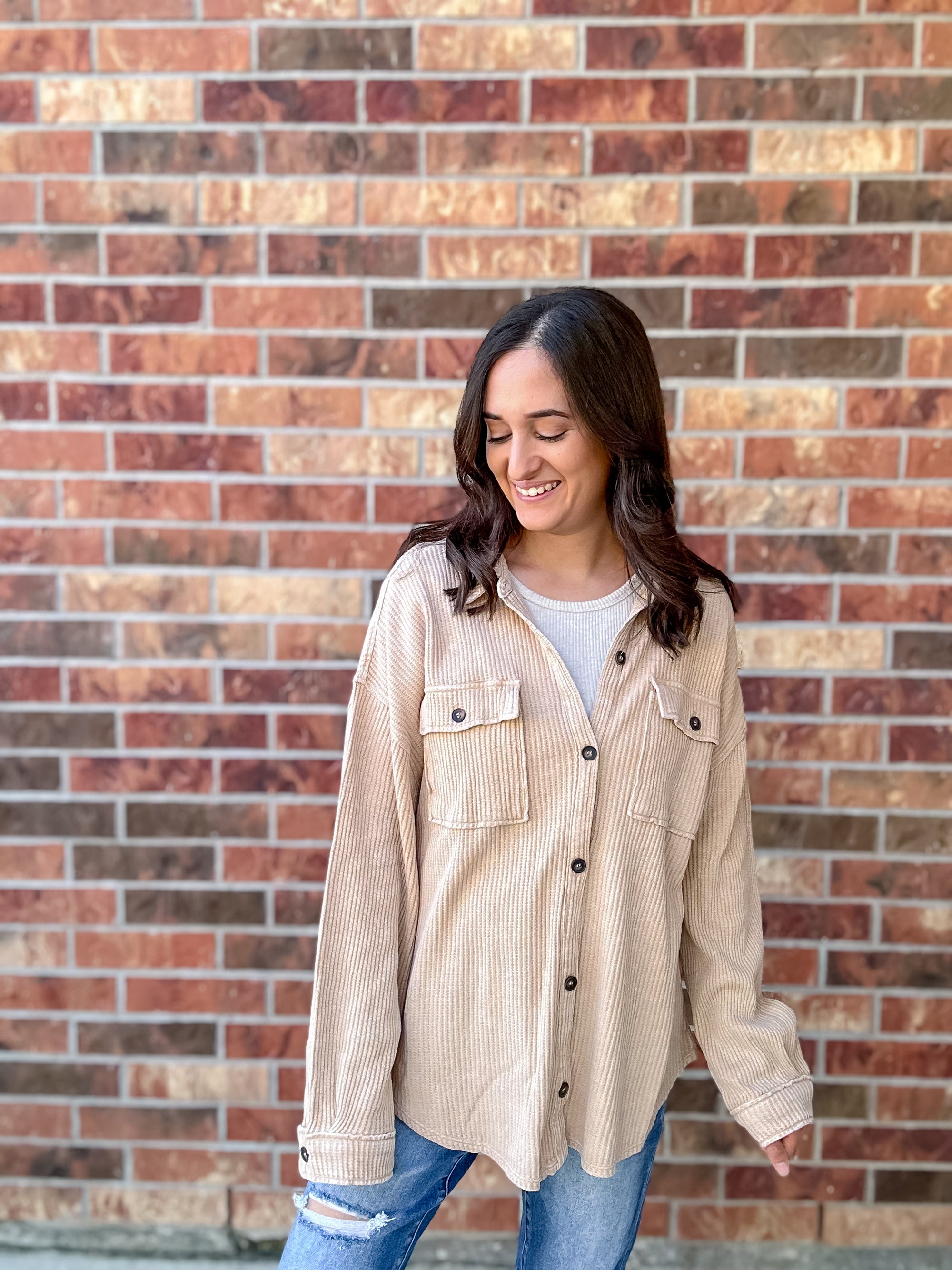 Dawn Waffle Shacket | Taupe