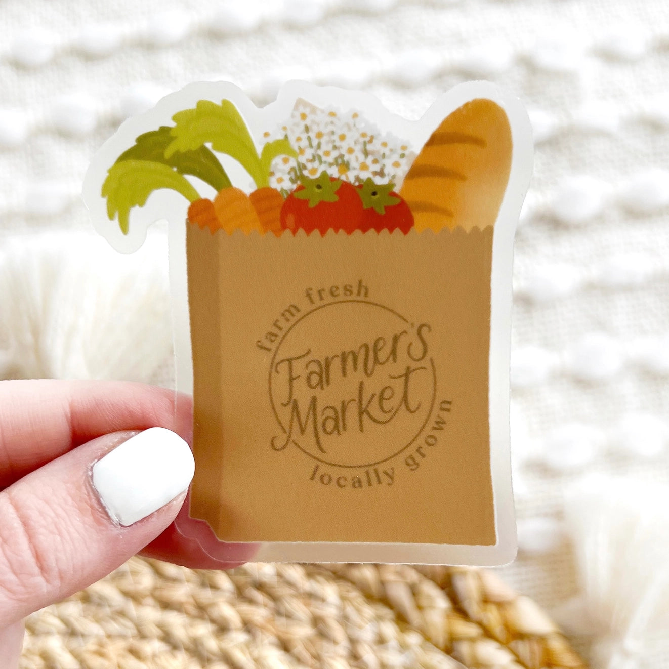 Grocer Sticker Clear Farmers Market Groceries Sticker - Southern Sol