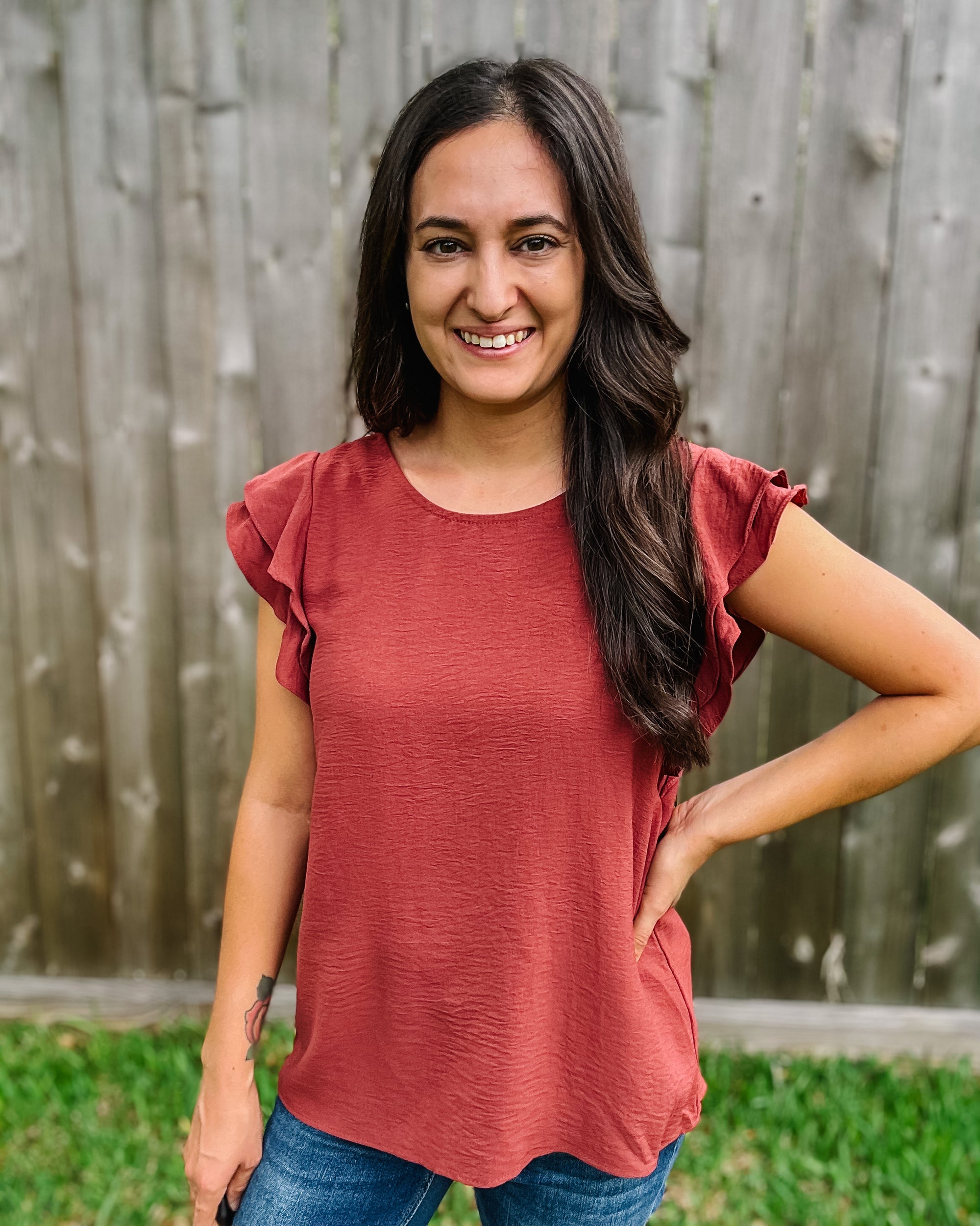 The Hendrix Top | Red Brown