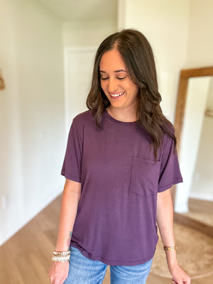 Marisa Pocket Tee | Dark Plum