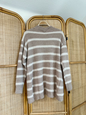 Striped Brushed Cardigan