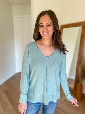 Emily Lightweight Sweater Top | Mint Blue