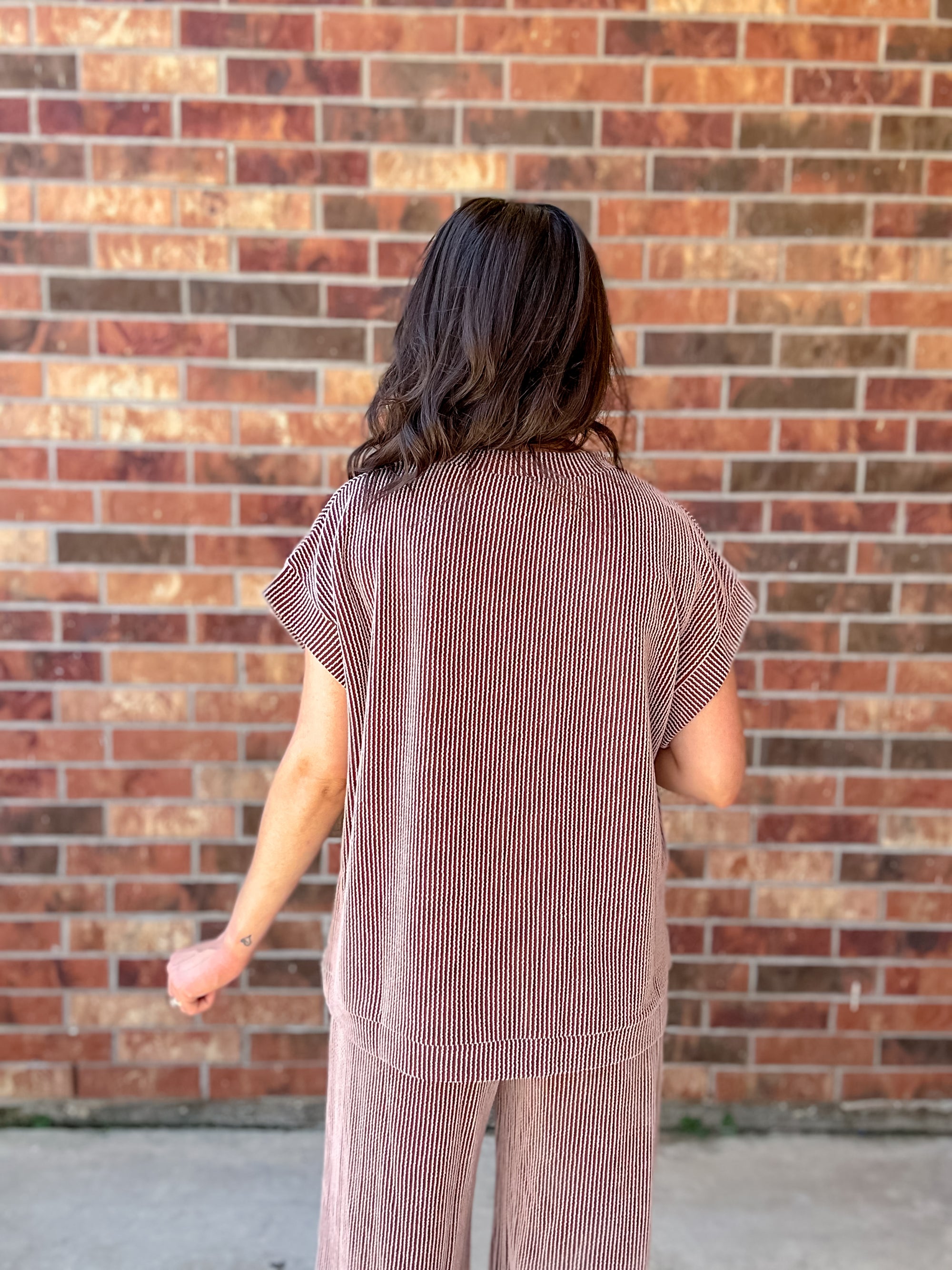 Marg Ribbed Set | Brown