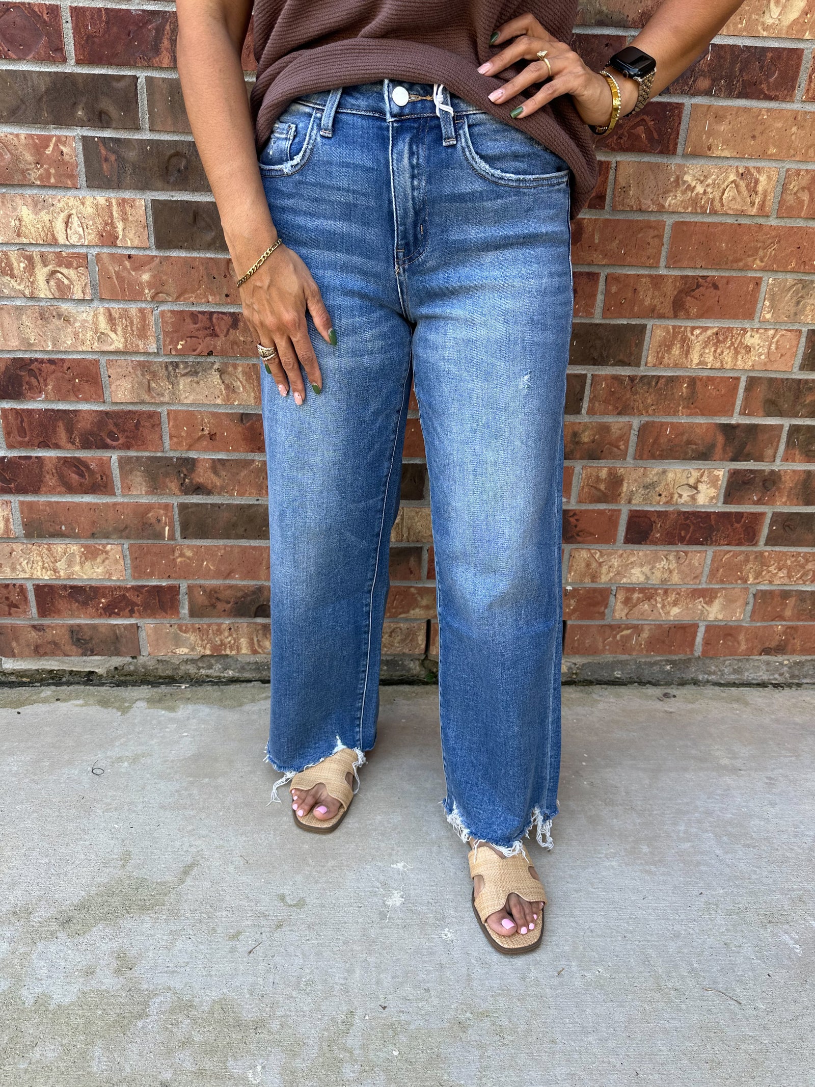 Flying Monkey Jen High Rise Cropped Wide Leg Jeans