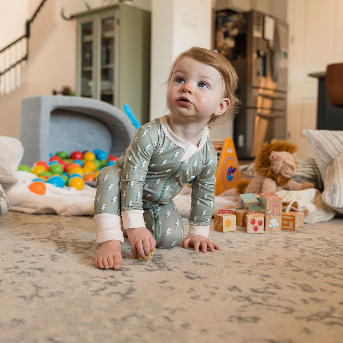 Burlebo Baby Zip Up | Sage Lightning