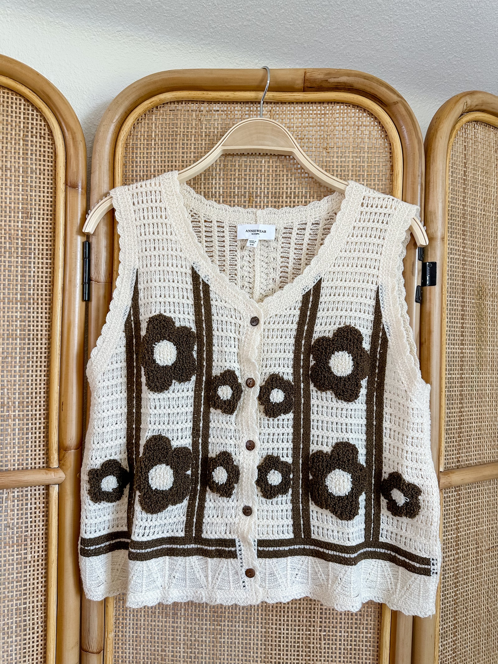 Floral Crochet Sweater Vest