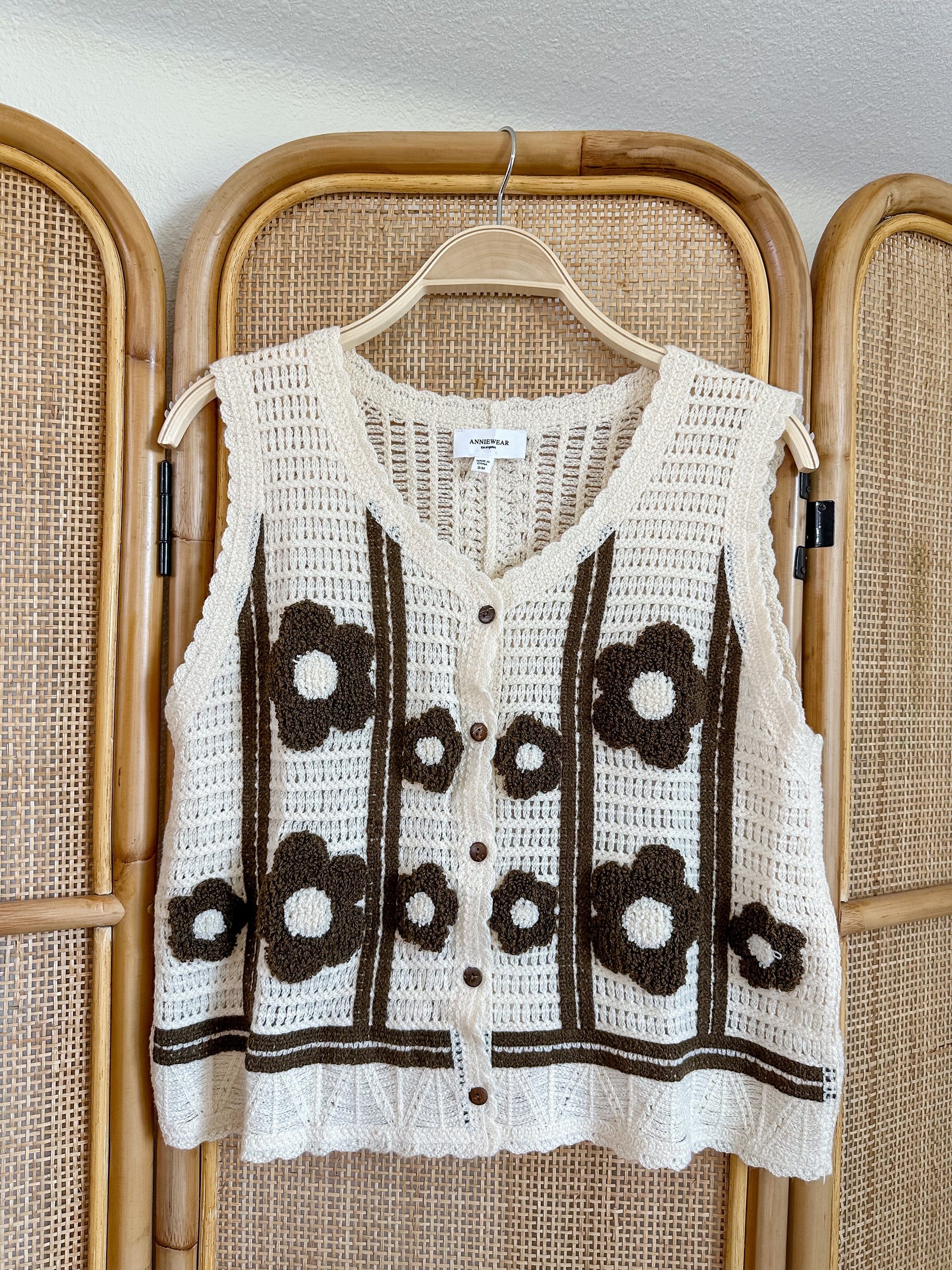 Floral Crochet Sweater Vest