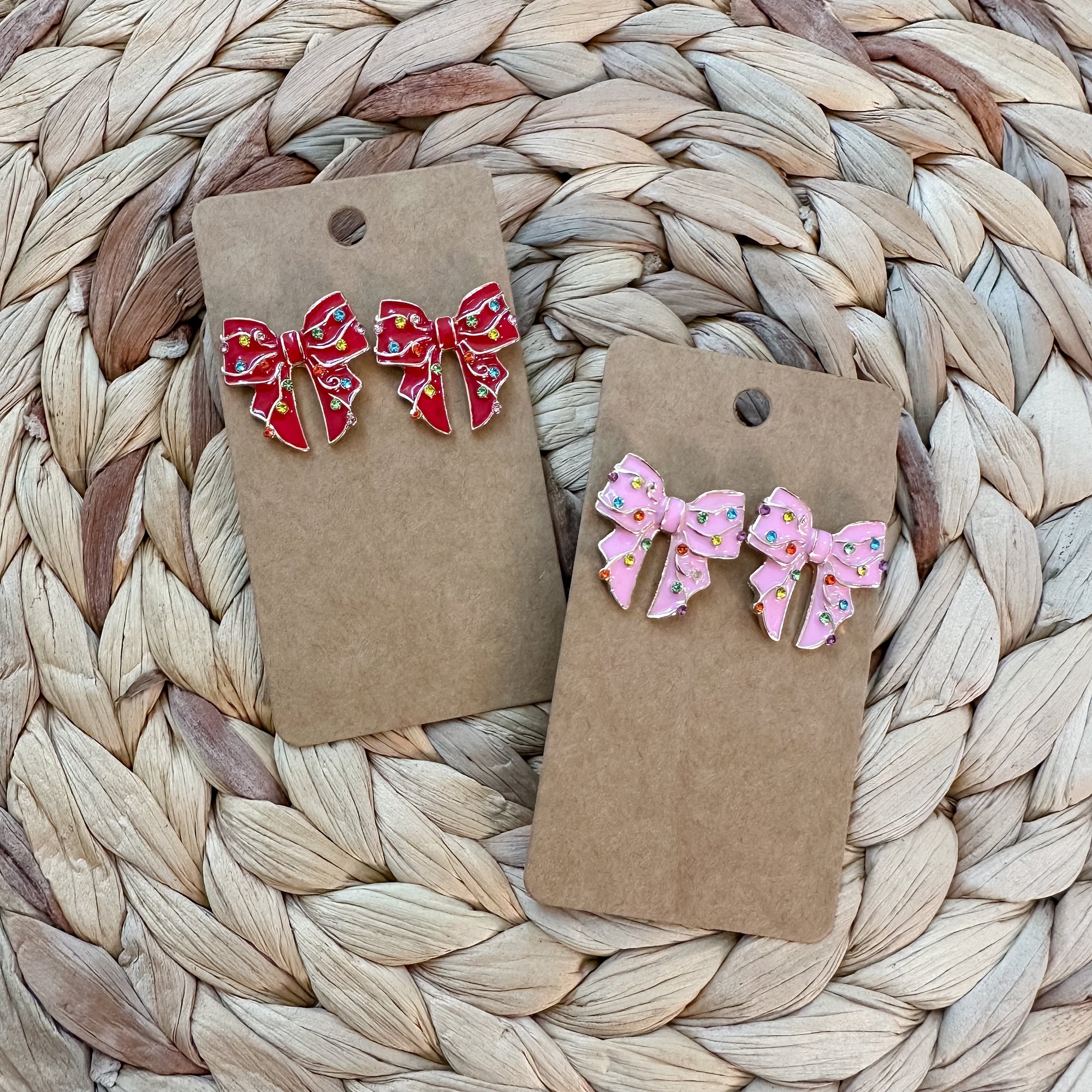 Christmas Lights Bow Studs