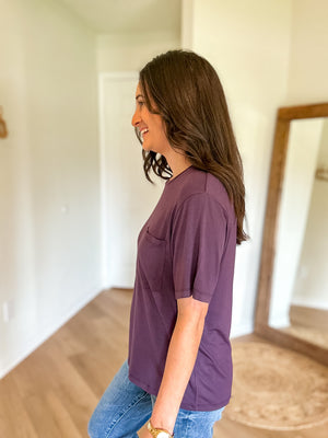 Marisa Pocket Tee | Dark Plum