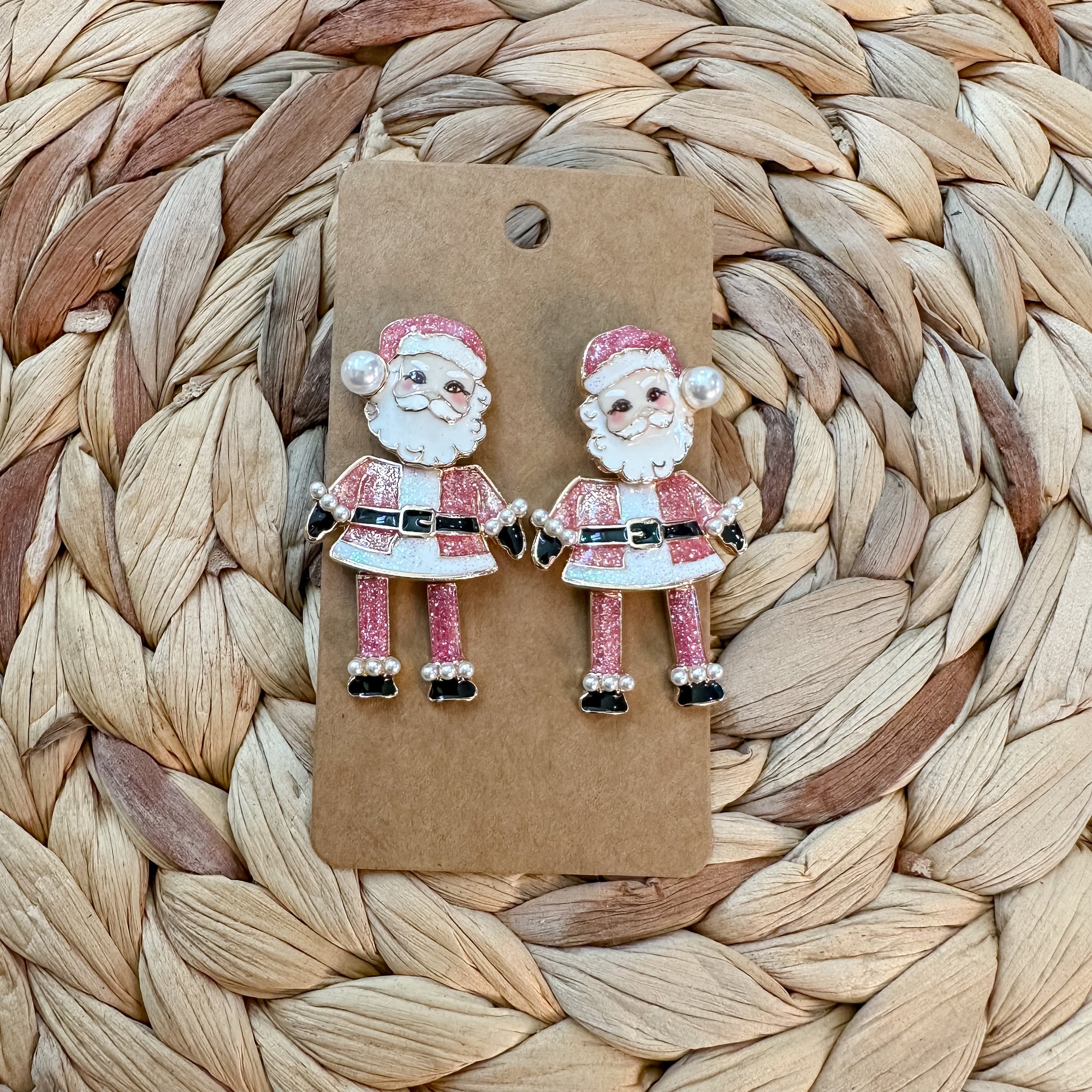 Glitter Santa Earrings