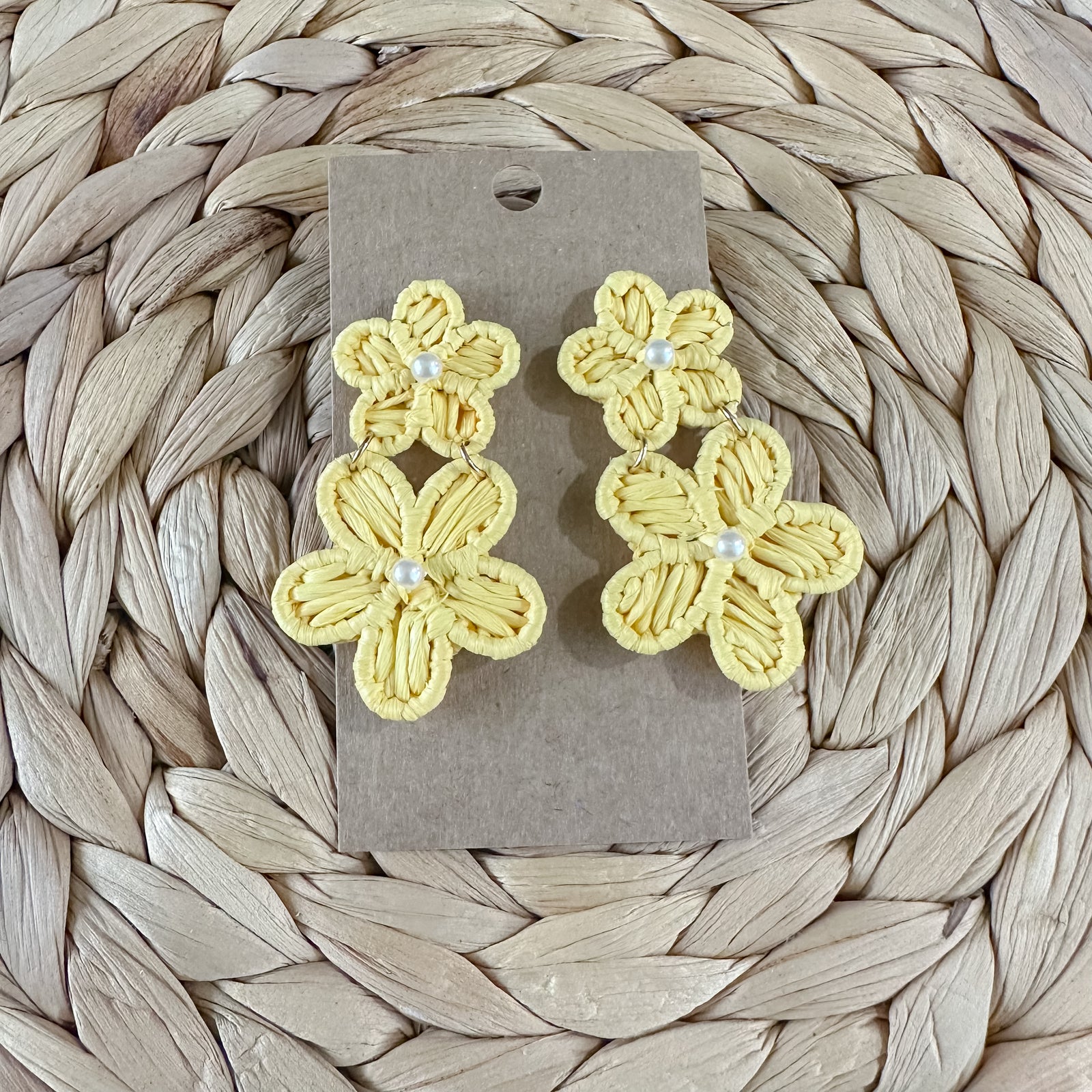 Raffia Flower Dangle Earrings
