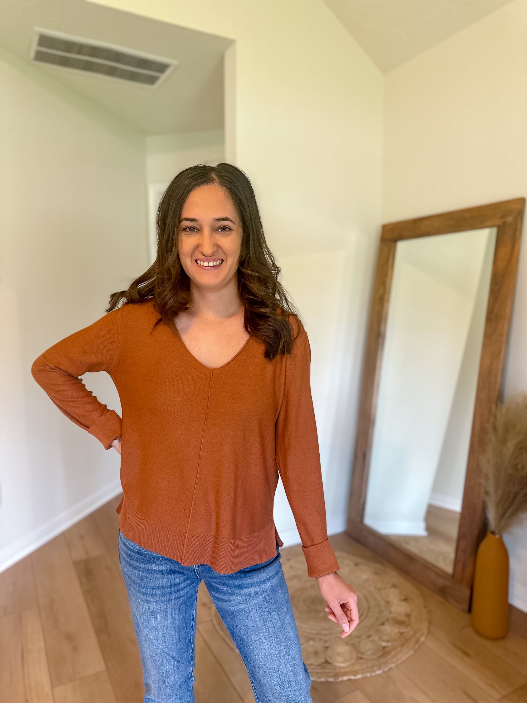 Emily Lightweight Sweater Top | Clay