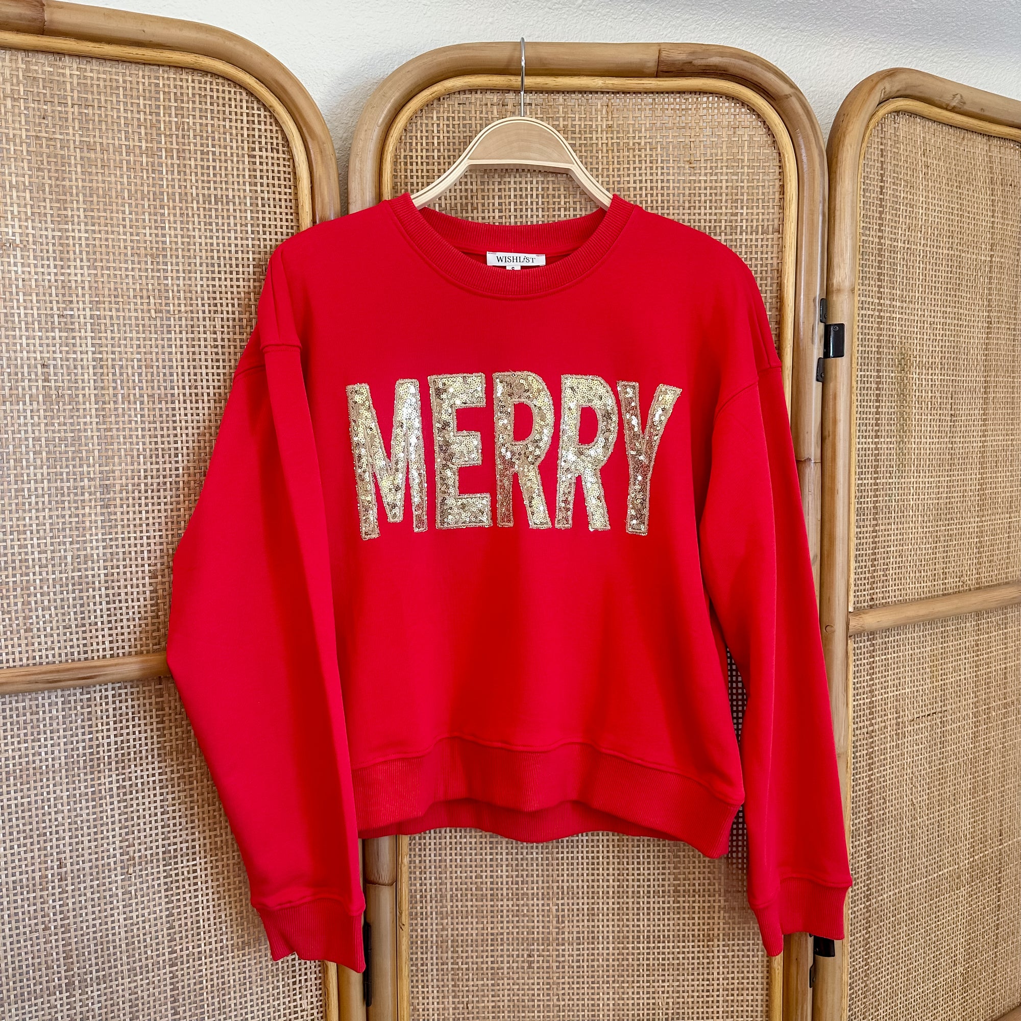 Merry Sequin Sweatshirt  | Red