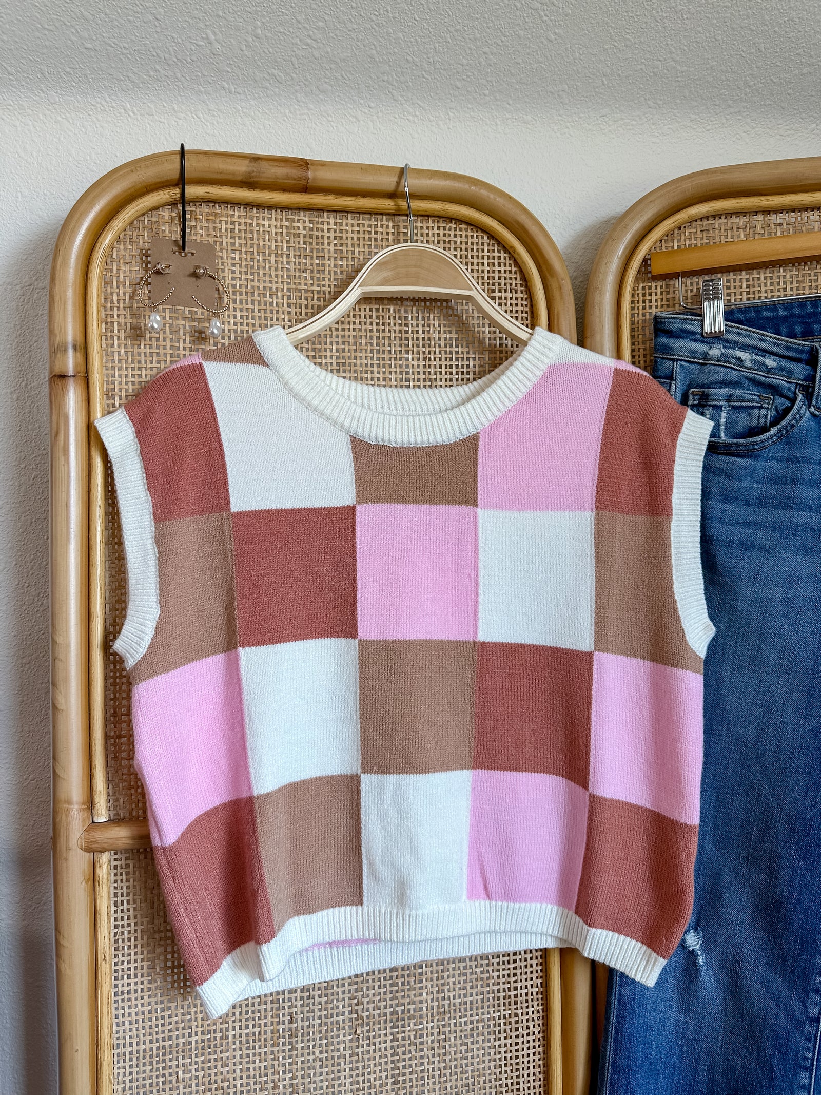 Sunset Checkered Sweater Top