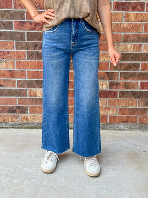 Bayeas High Rise Wide Leg Jeans | Surf Blue