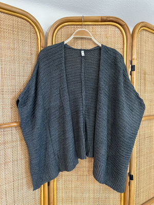 Olive Gray Knit Short Sleeve Cardigan