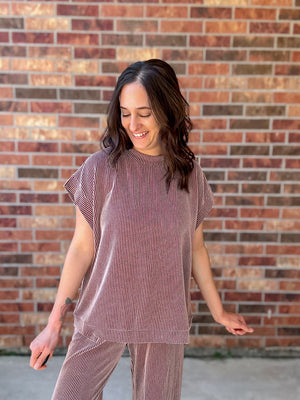 Marg Ribbed Set | Brown