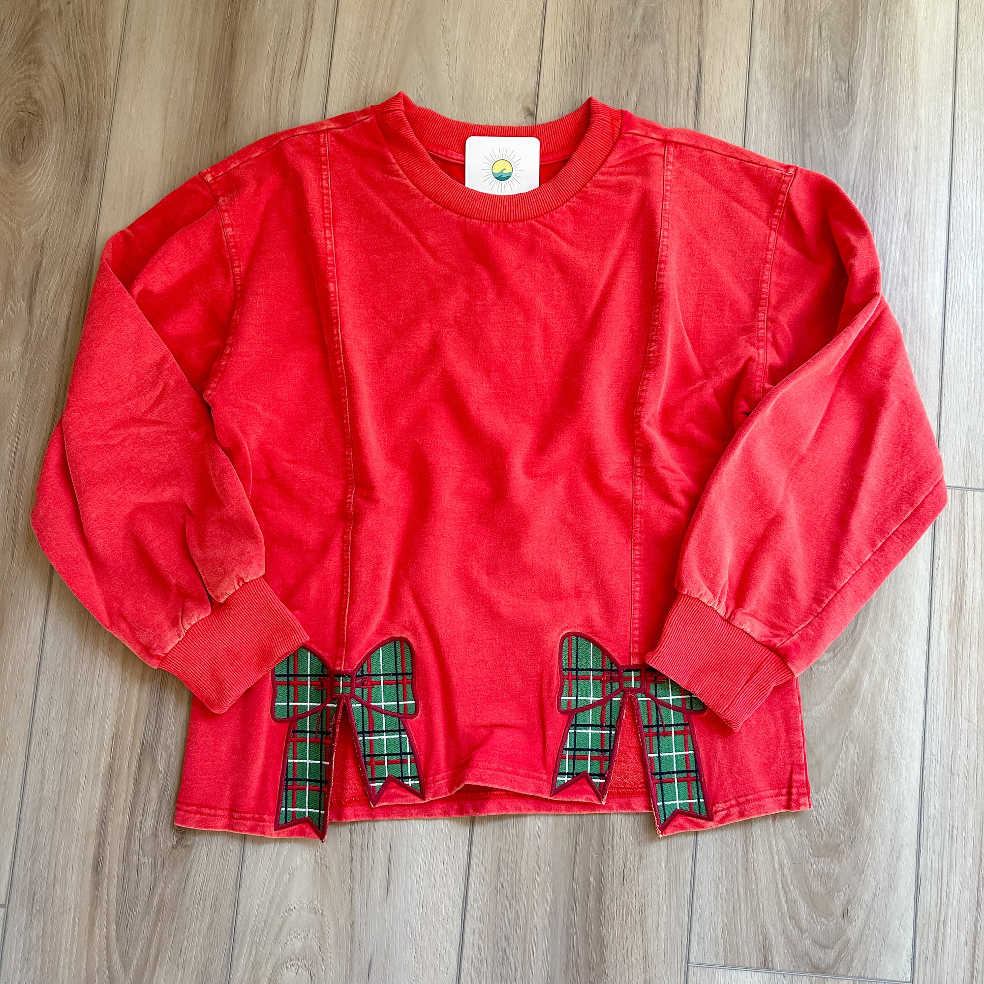 Red Plaid Bow Sweatshirt