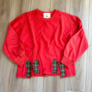 Red Plaid Bow Sweatshirt