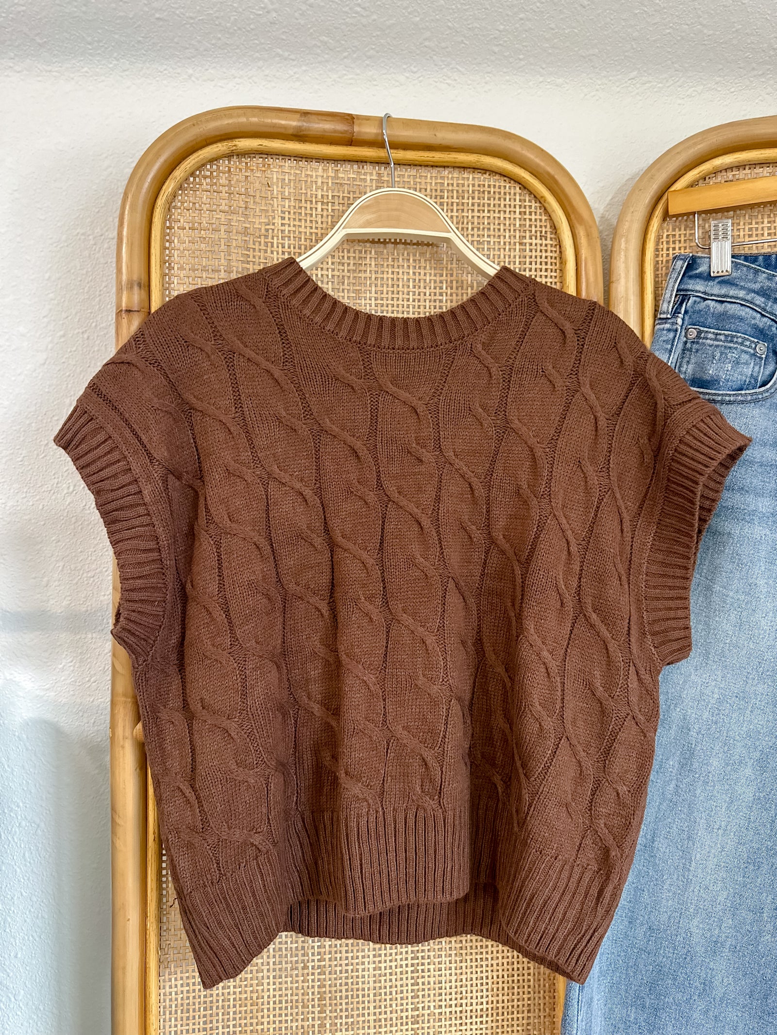 Marisa Short Sleeve Basic Sweater | Chestnut