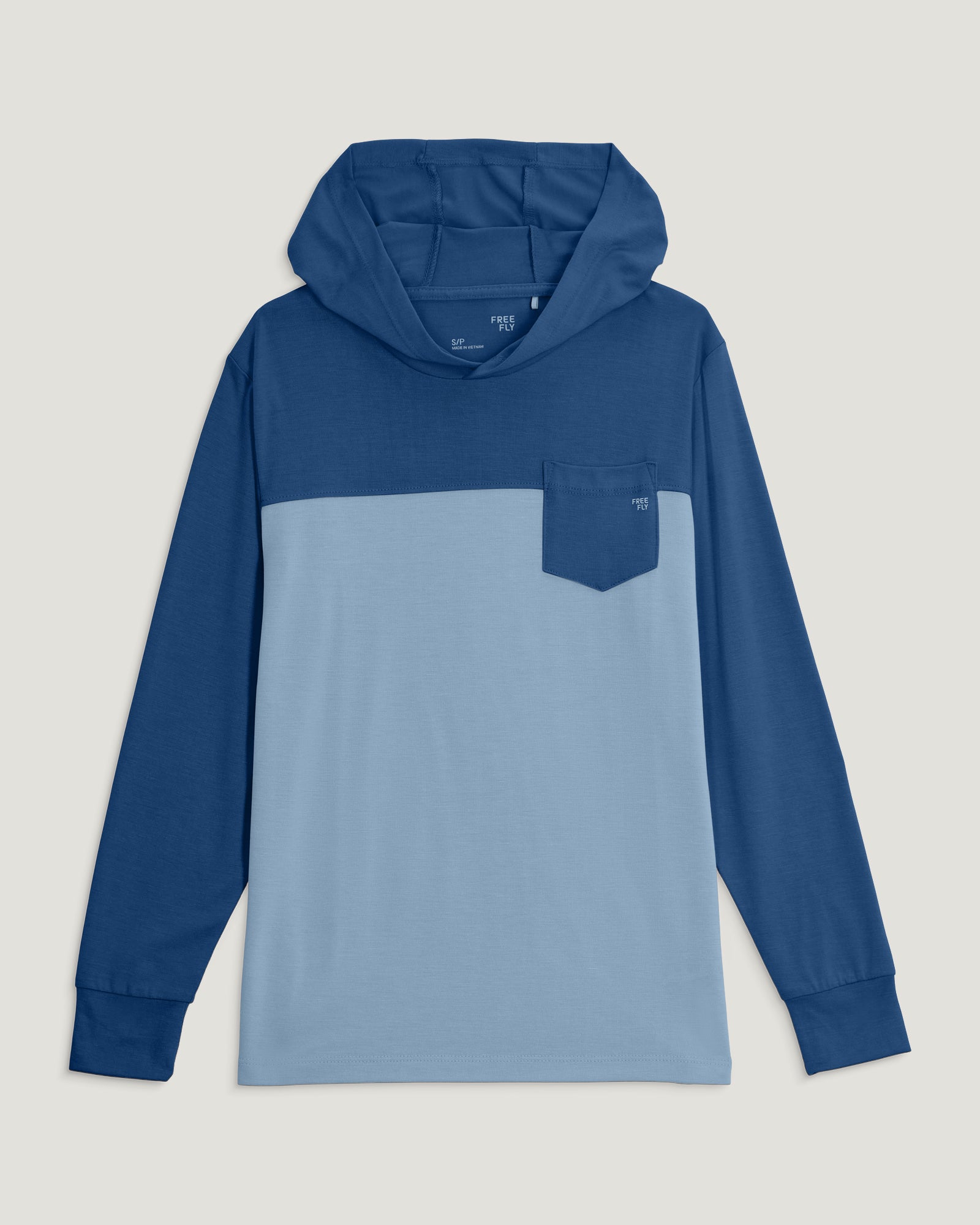 Free Fly Youth Colorblock Bamboo Shade Hoodie | True Navy/Blue Fog