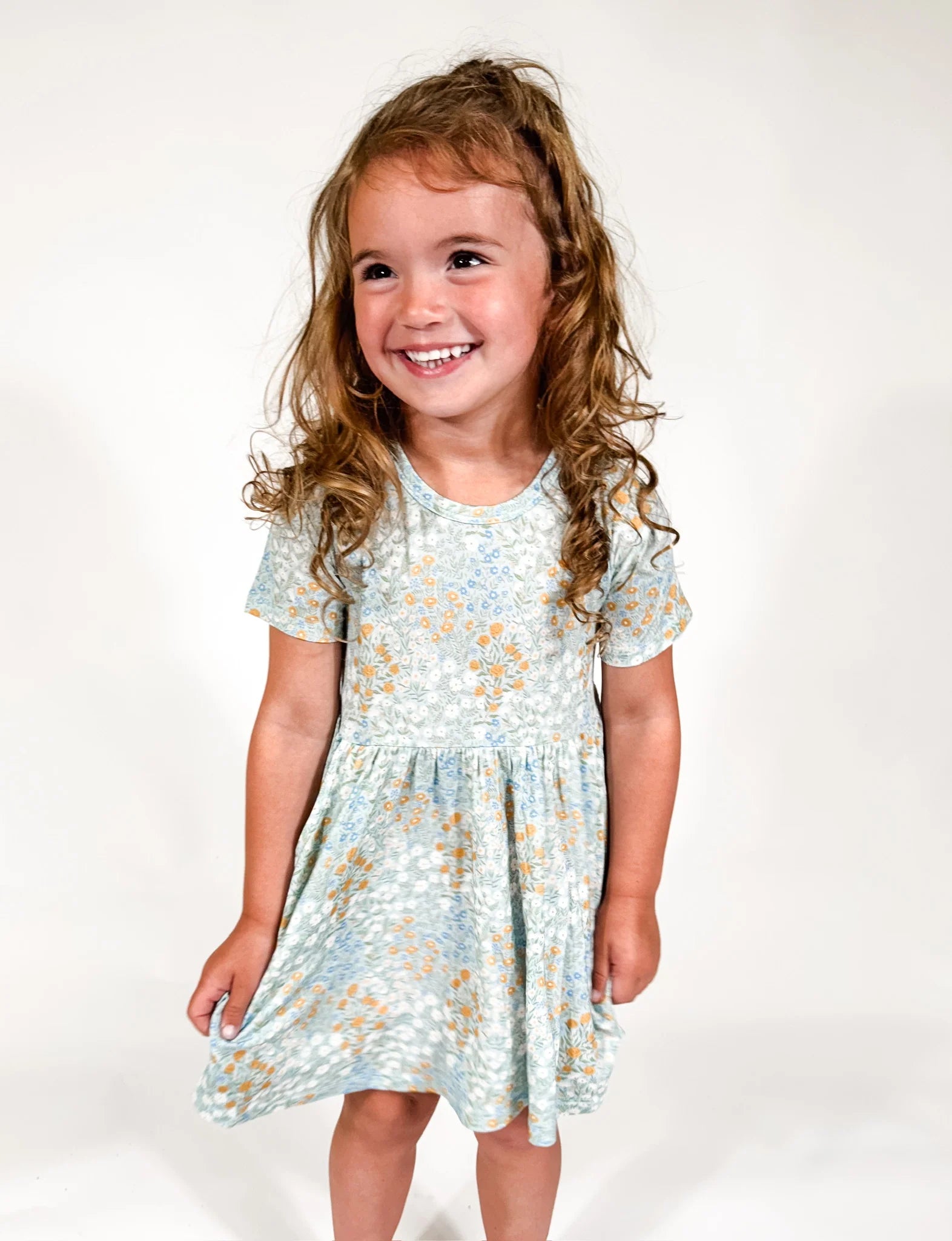 Goosies Short Sleeve Pocket Dress - Blue Meadow