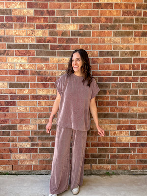 Marg Ribbed Set | Brown