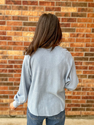 Dani Waffle Top | Gray Blue