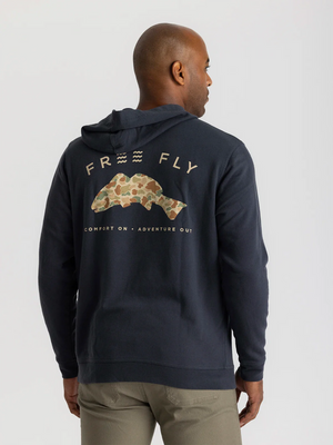 Free Fly Men's Vintage Camo Redfish Fleece Hoodie | Black Sand