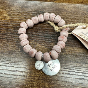 Simbi Periwinkle Pink Inspirational Charm Bracelet | Keep Going