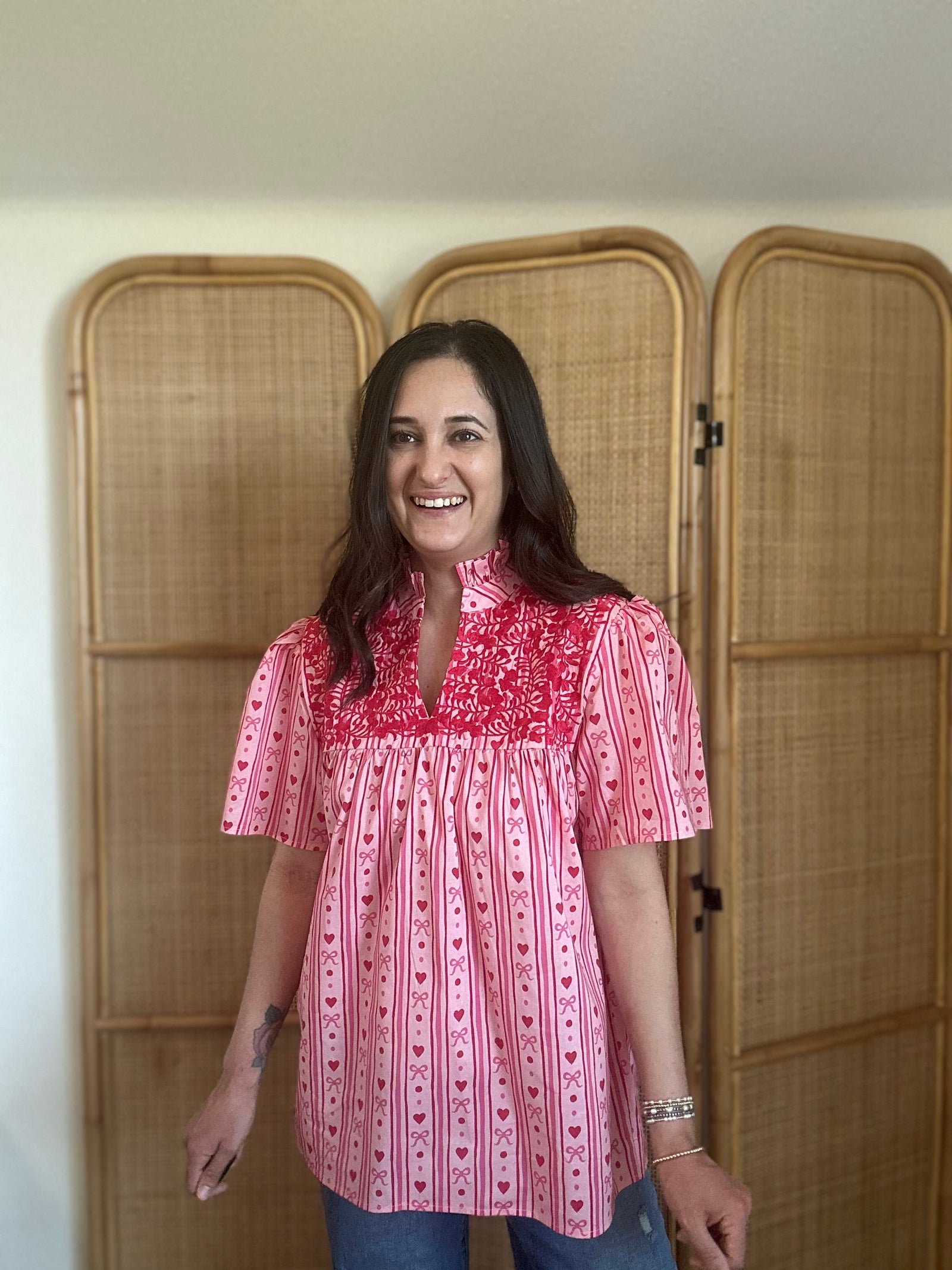 Reece Top | Pink & Red